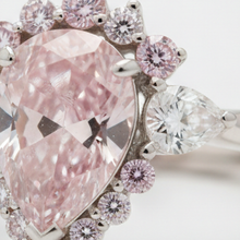 Fancy Pink Diamond Engagement Ring 2 Carats Natural Pear Semi Halo Platinum