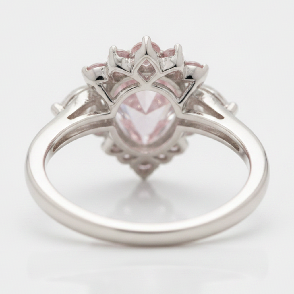 Fancy Pink Diamond Engagement Ring 2 Carats Natural Pear Semi Halo Platinum