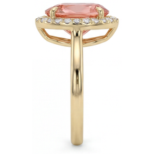 Pink Padparadscha Sapphire Ring 2.8 Carat Natural Pear Halo Plain 14K Yellow Gold