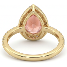 Padparadscha Sapphire Ring 2.8 Carat Genuine Pear Halo 14K Yellow Gold