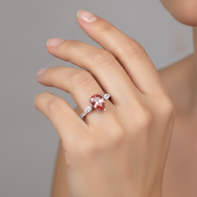 Peach Sapphire 2.9 Carat Genuine Pear Padparadscha Three Stone Ring 14K White Gold