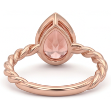 Peach Sapphire 2.5 Carat Natural Pear Padparadscha Bezel Solitaire Ring 14K Rose Gold