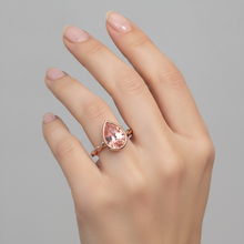 Peach Sapphire 2.5 Carat Natural Pear Padparadscha Bezel Solitaire Ring 14K Rose Gold