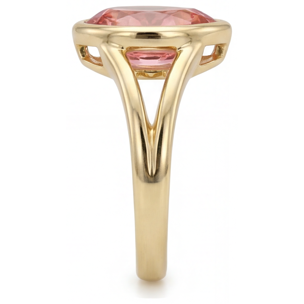 Peach Color Sapphire 2 Carat Real Pear Padparadscha Bezel Solitaire Ring 14K Yellow Gold