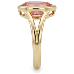 Peach Color Sapphire 2 Carat Real Pear Padparadscha Bezel Solitaire Ring 14K Yellow Gold