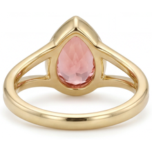 Peach Color Sapphire 2 Carat Real Pear Padparadscha Bezel Solitaire Ring 14K Yellow Gold