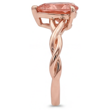 Peach Pink Sapphire 2 Carat Real Pear Padparadscha Solitaire Ring 14K Rose Gold