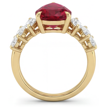 Real Pigeon Blood Ruby 3-Stone Ring – top view