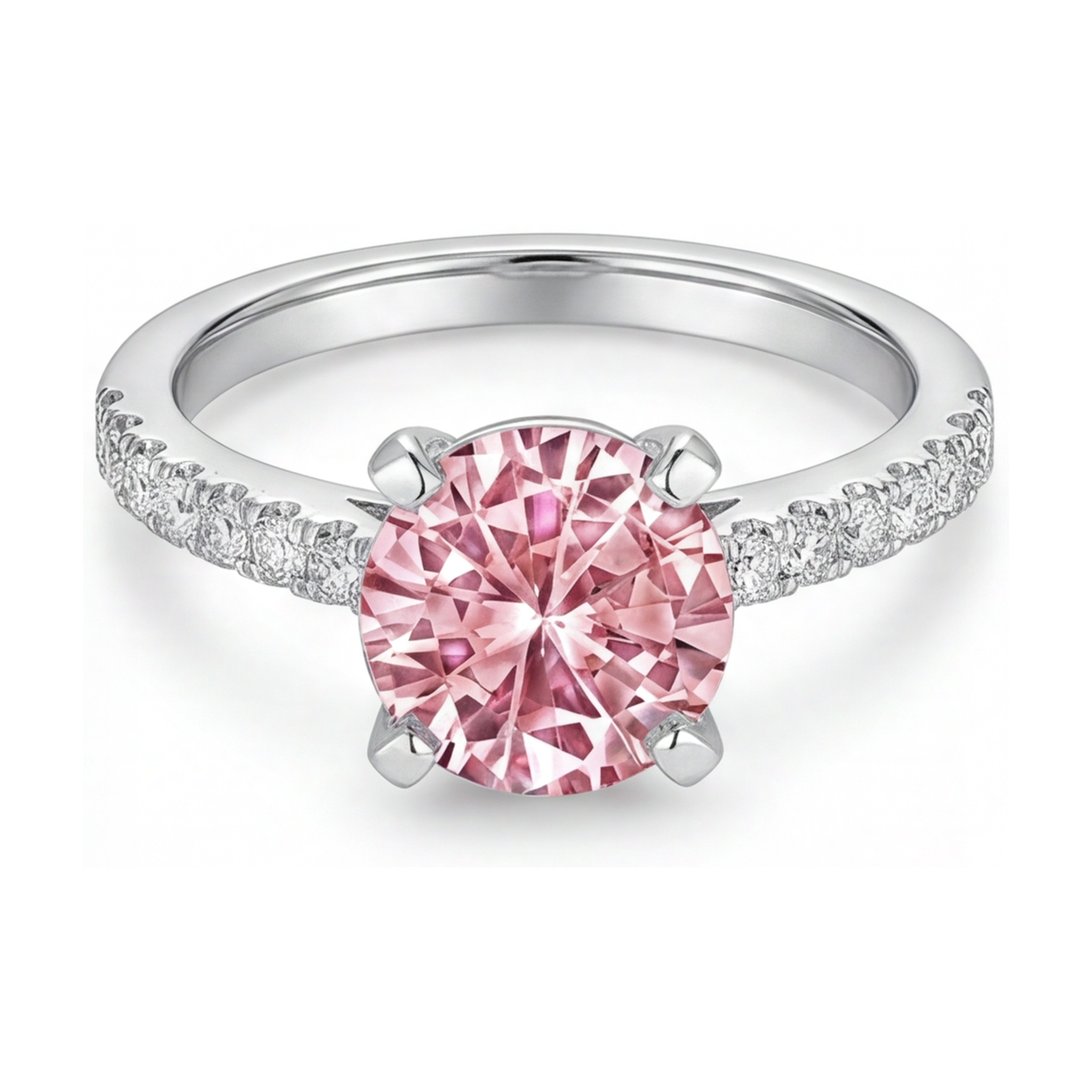 Pink Diamond Anniversary Ring 1.66 Carat Round