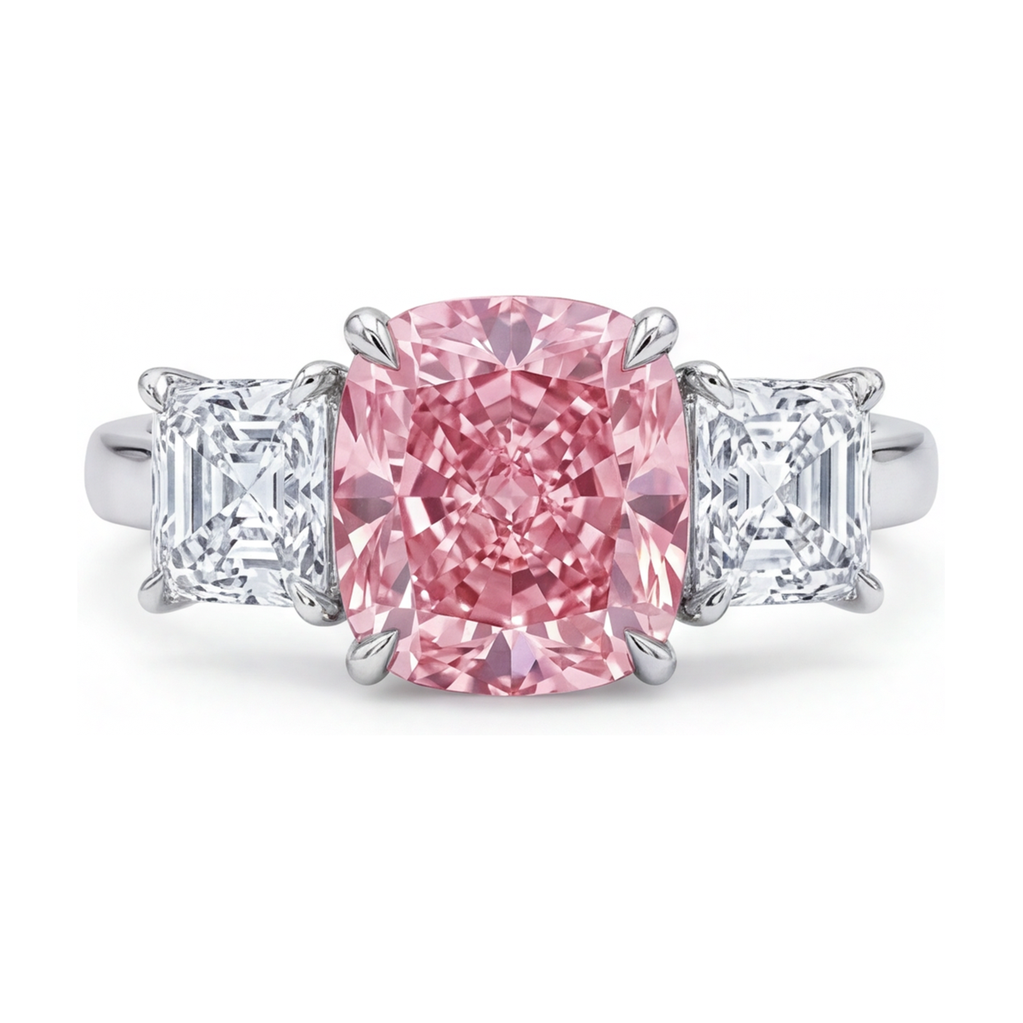 Pink Diamond Anniversary Ring 4.5 Carat Cushion