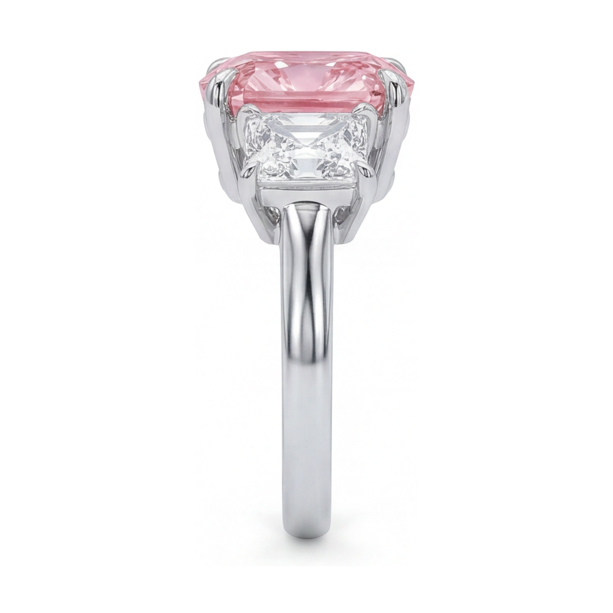 Pink Diamond Anniversary Ring 4.5 Carat Cushion