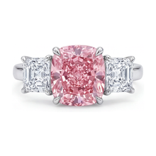 Pink Diamond Anniversary Ring 4.5 Carat Cushion