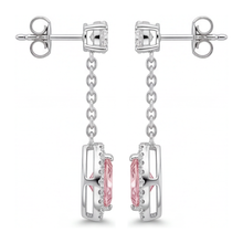Pink Diamond Drop Earrings 2.5 Carat Lab Grown Marquise Halo Long Dangle 14K White Gold