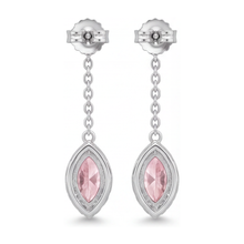 Pink Diamond Drop Earrings 2.5 Carat Lab Grown Marquise Halo Long Dangle 14K White Gold