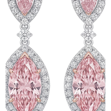 Pink Diamond Drop Earrings 3.5 Carat Lab Grown Marquise Halo 14K White Gold
