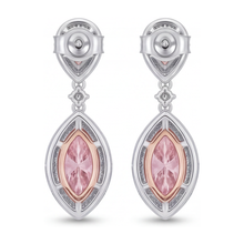 Pink Diamond Drop Earrings 3.5 Carat Lab Grown Marquise Halo 14K White Gold