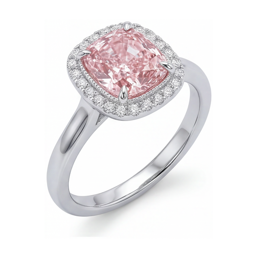 Pink Diamond Engagement Ring 1.21 Carat Cushion