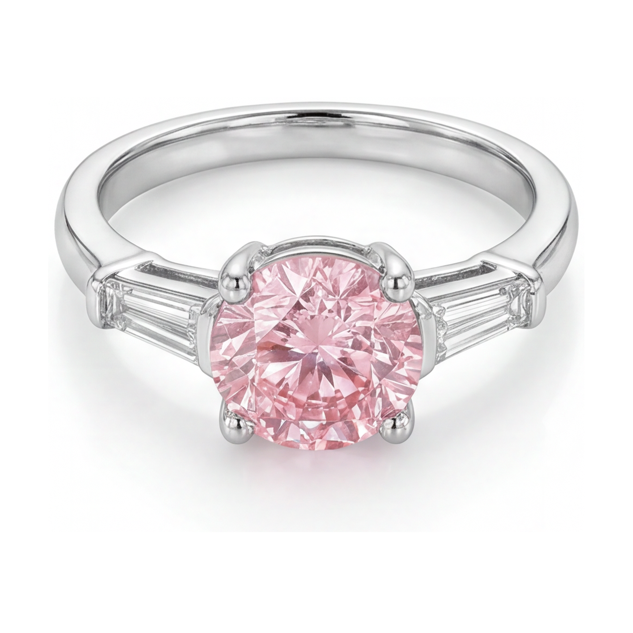 Pink Diamond Engagement Ring 3.1 Carat Round
