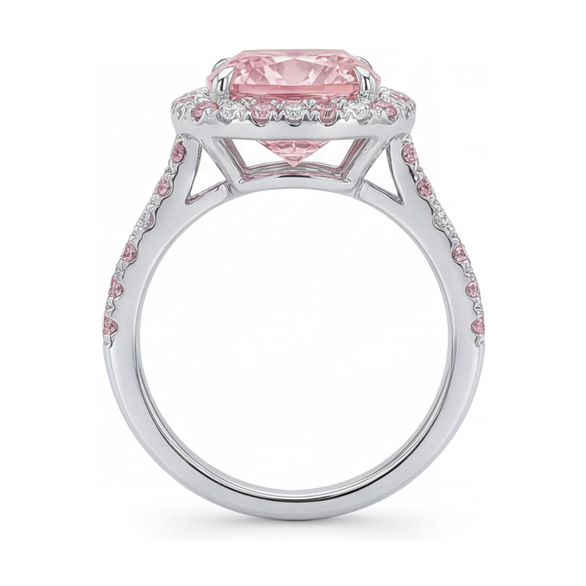 Pink Diamond Engagement Ring 3.2 Carat Cushion