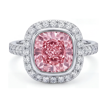Pink Diamond Engagement Ring 3.35 Carat Cushion
