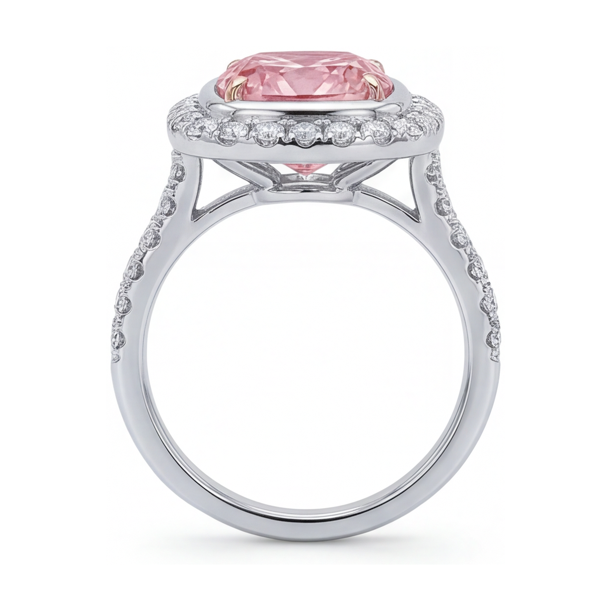 Pink Diamond Engagement Ring 3.35 Carat Cushion