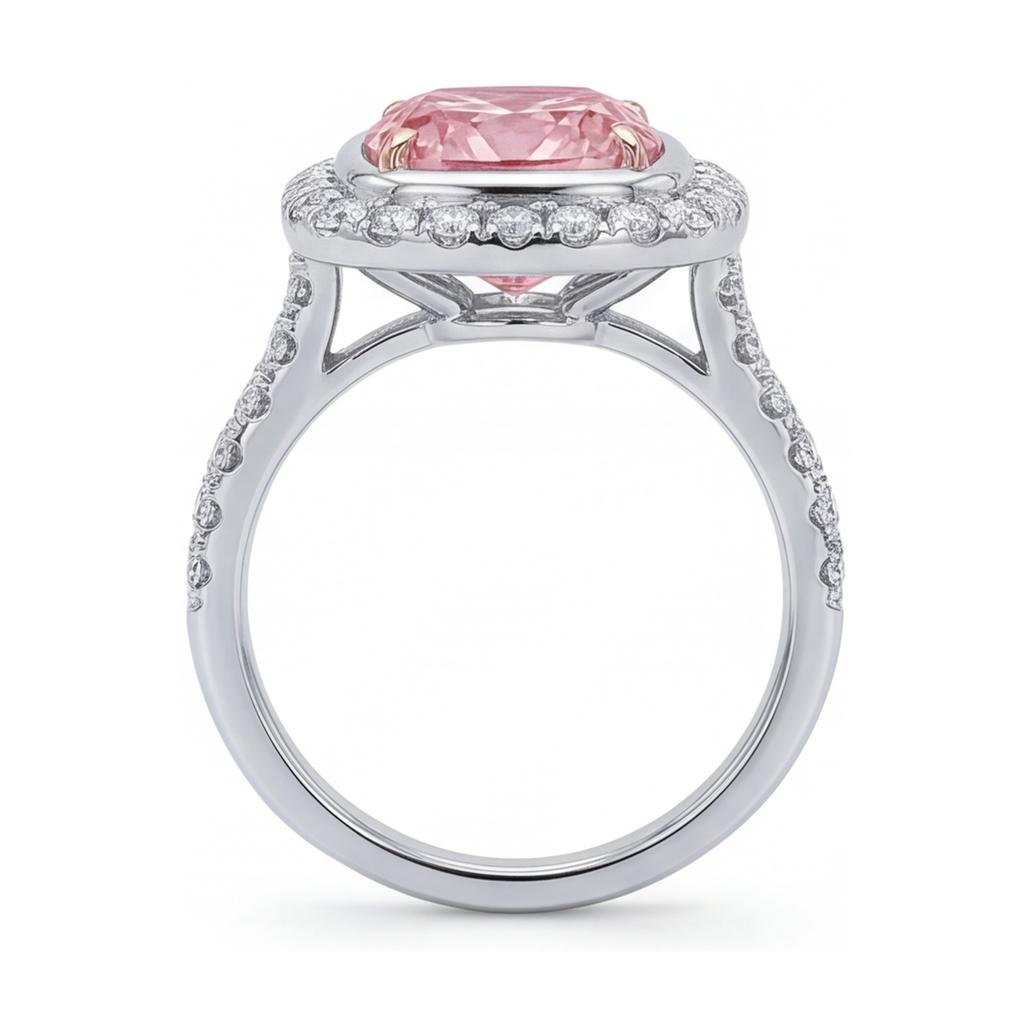 Pink Diamond Engagement Ring 3.35 Carat Cushion