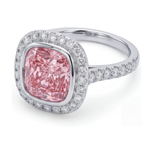 Pink Diamond Engagement Ring 3.35 Carat Cushion