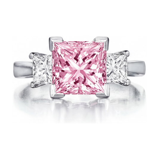 Pink Diamond Engagement Ring 3.9 Carat Princess