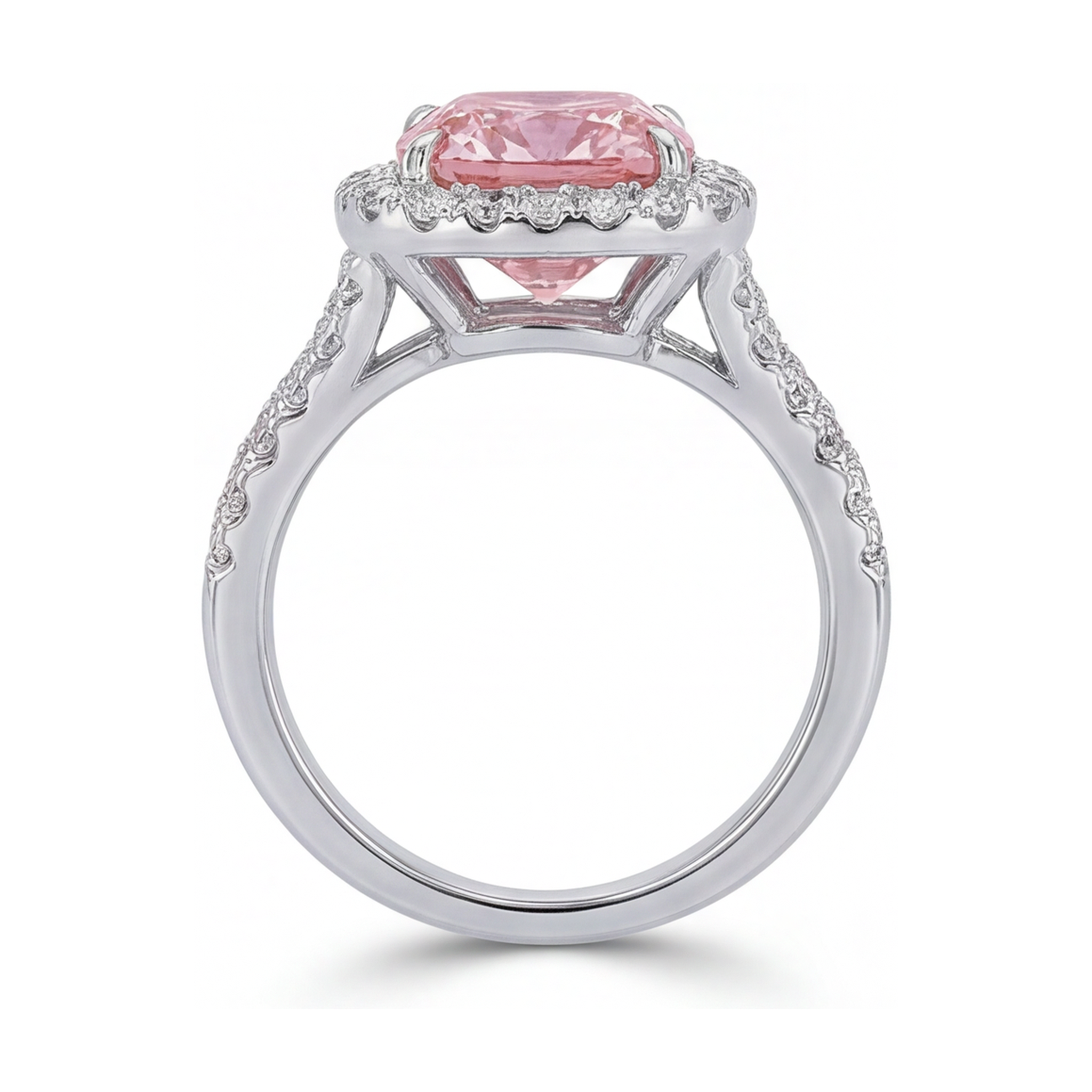 Pink Diamond Engagement Ring 4.1 Carat Cushion