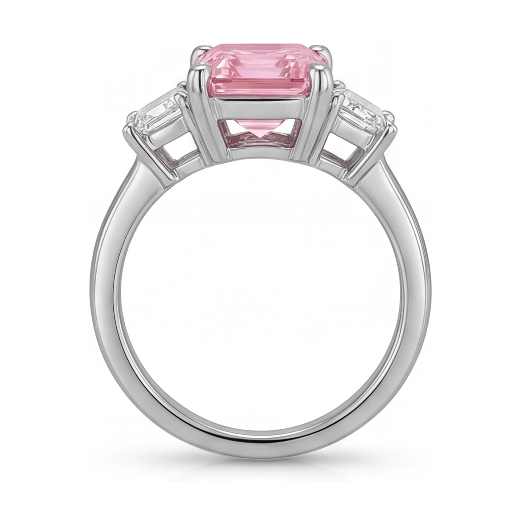 Pink Diamond Engagement Ring 4 Carat Emerald