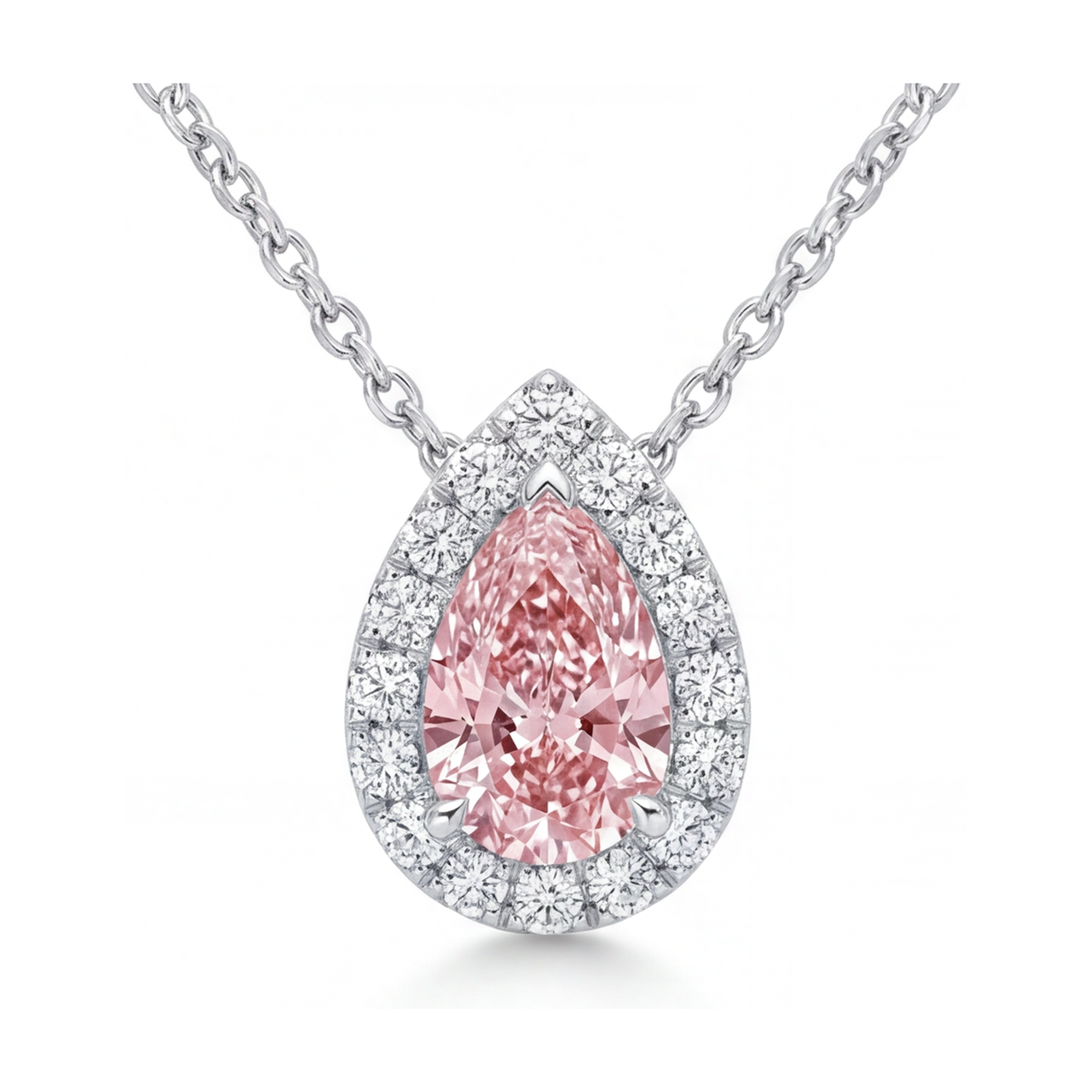 Pink Diamond Necklace 1.9 Carat Pear
