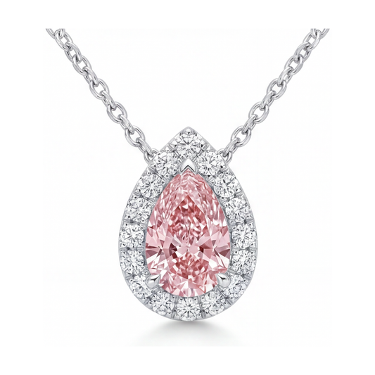 Pink Diamond Necklace 1.9 Carat Pear