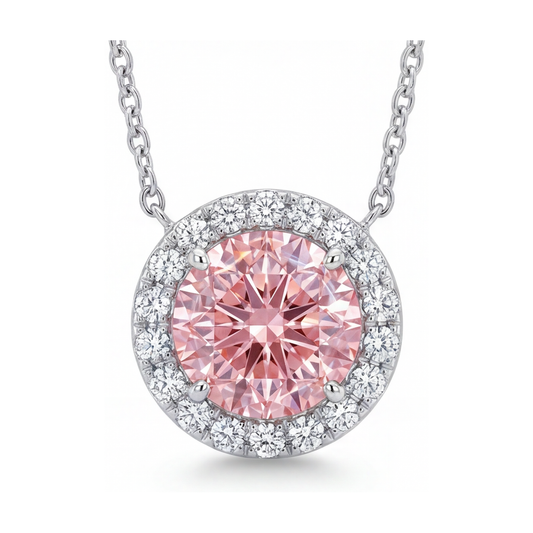 Pink Diamond Necklace 2.4 Carat Round