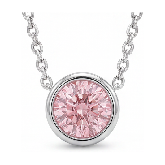 Pink Diamond Necklace 2.5 Carat Round
