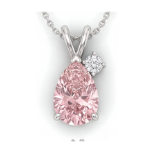 Pink Diamond Necklace 3.15 Carat Pear Accent Bail Pendant