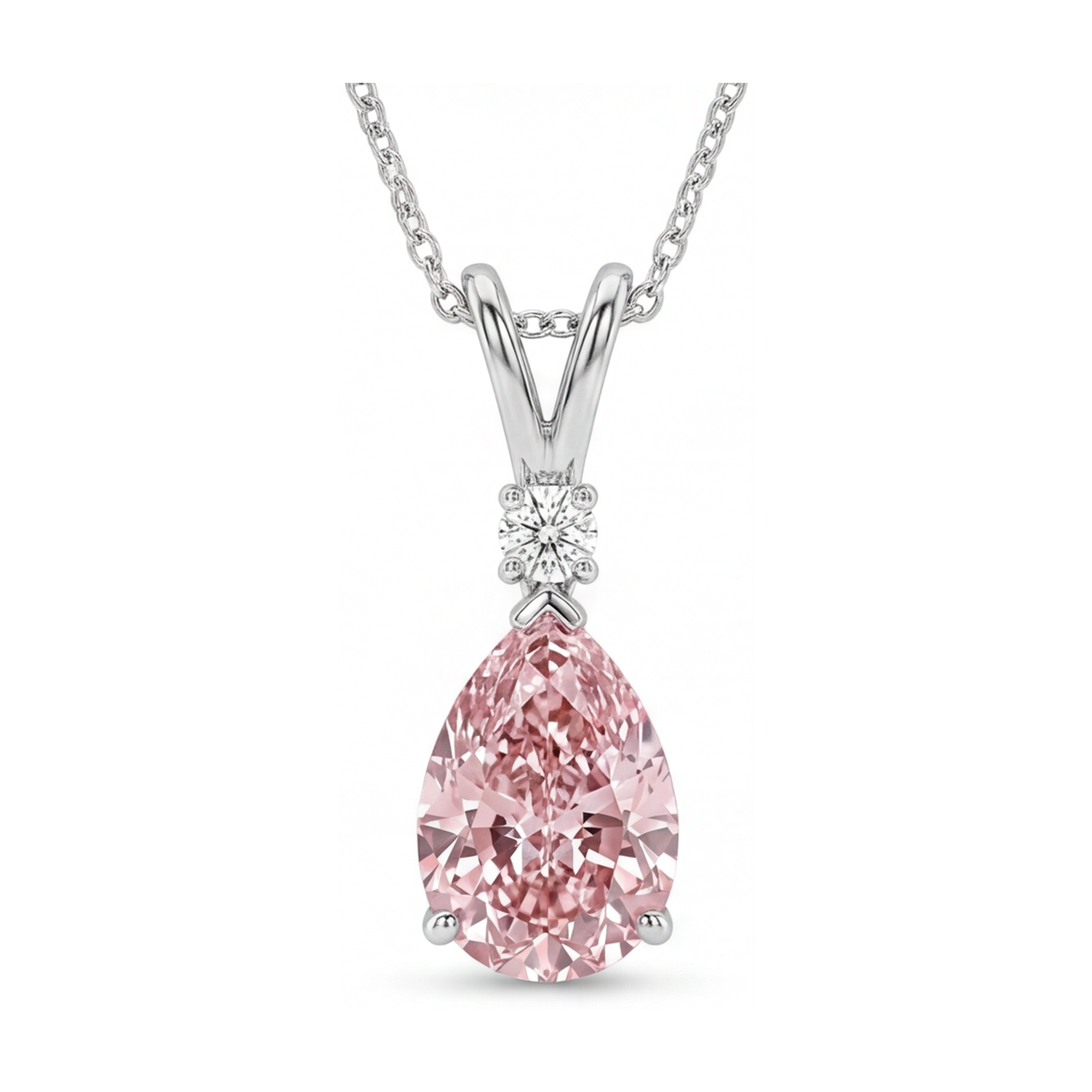 Pink Diamond Necklace 3.15 Carat Pear