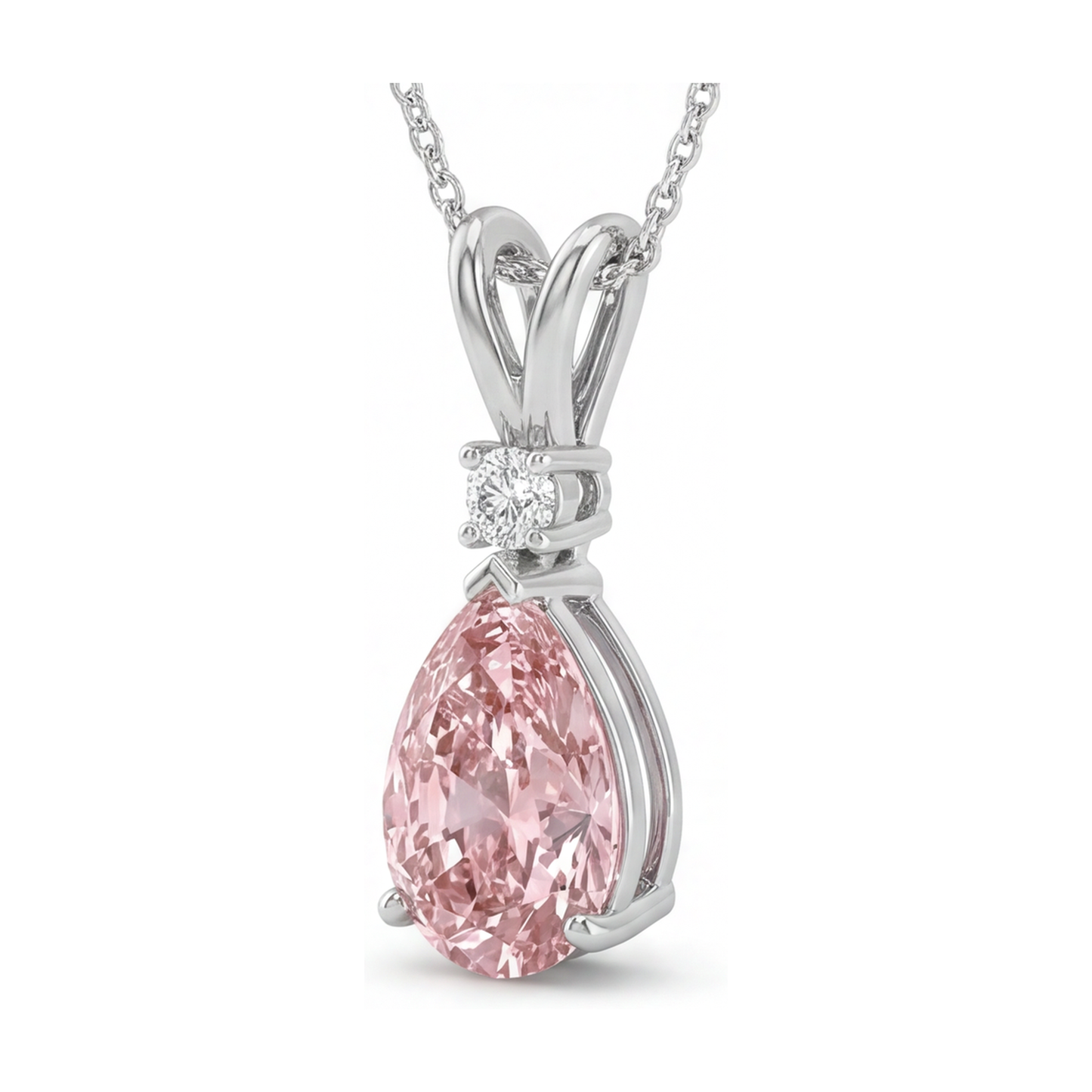 Pink Diamond Necklace 3.15 Carat Pear
