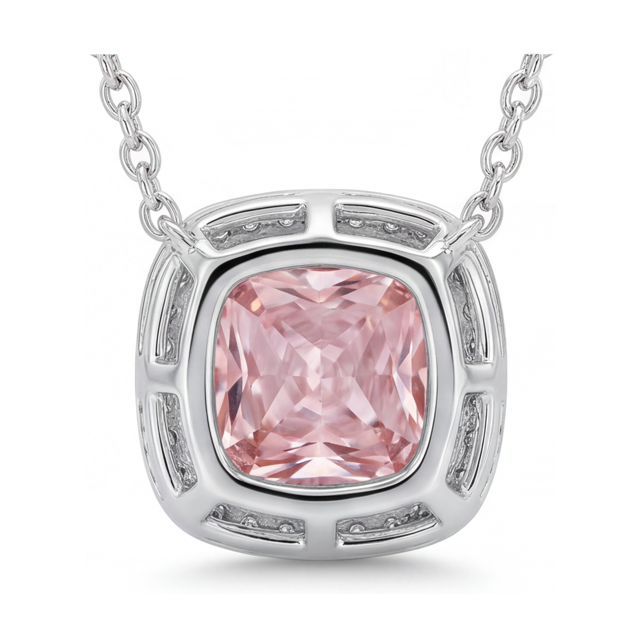 Pink Diamond Necklace 3.5 Carat Cushion
