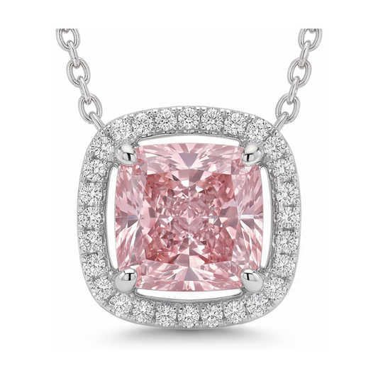 Pink Diamond Necklace 3.5 Carat Cushion