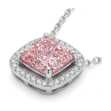 Pink Diamond Necklace 3.5 Carat Cushion