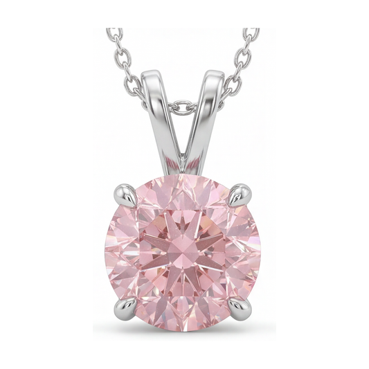 Pink Diamond Necklace 3.5 Carat Round