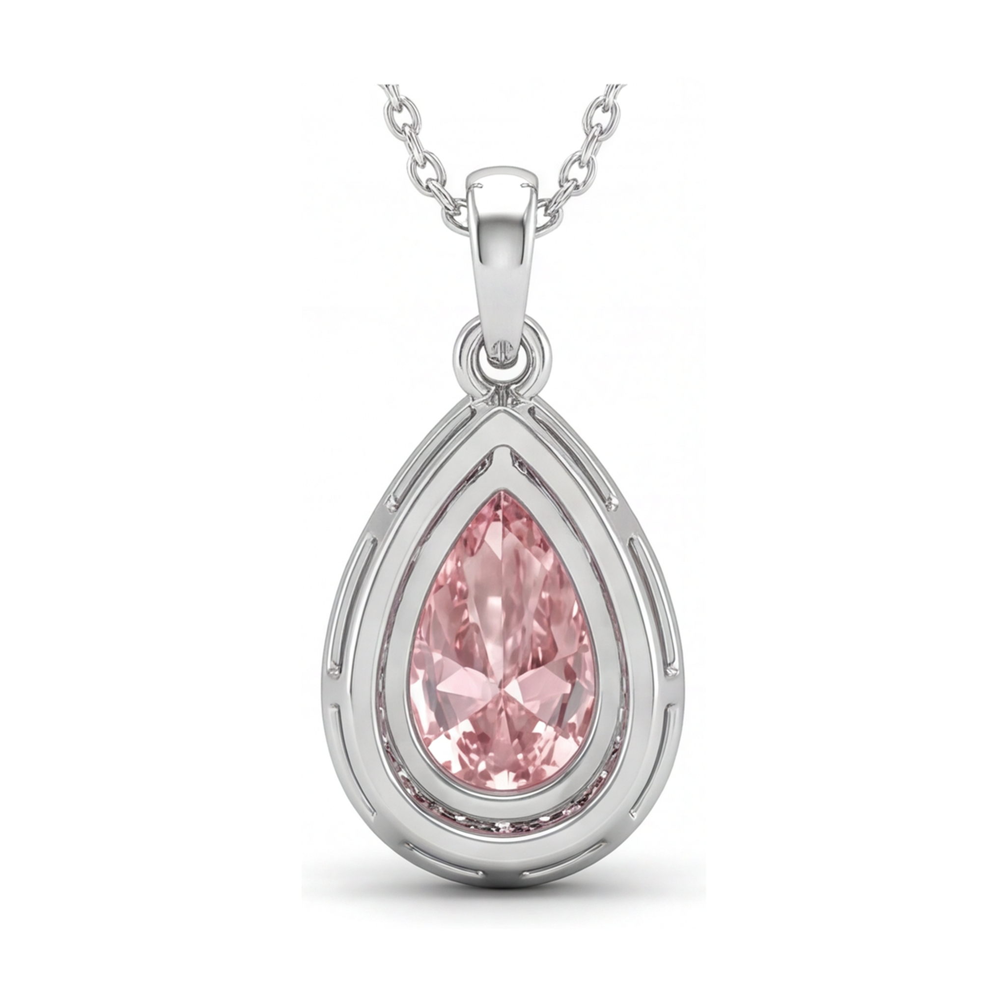 Pink Diamond Necklace 3.6 Carat Pear