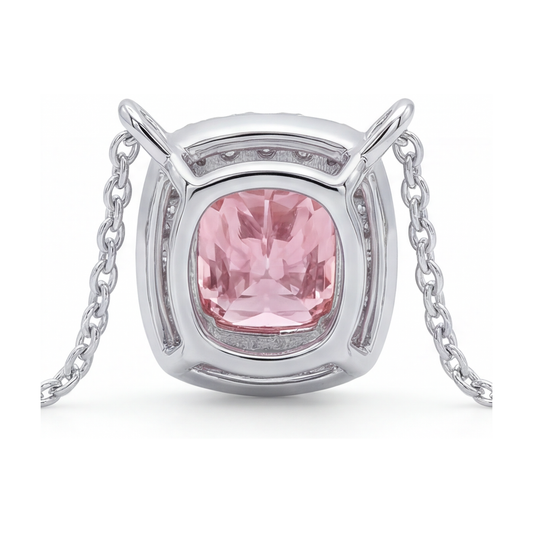 Pink Diamond Necklace 3 Carat Cushion