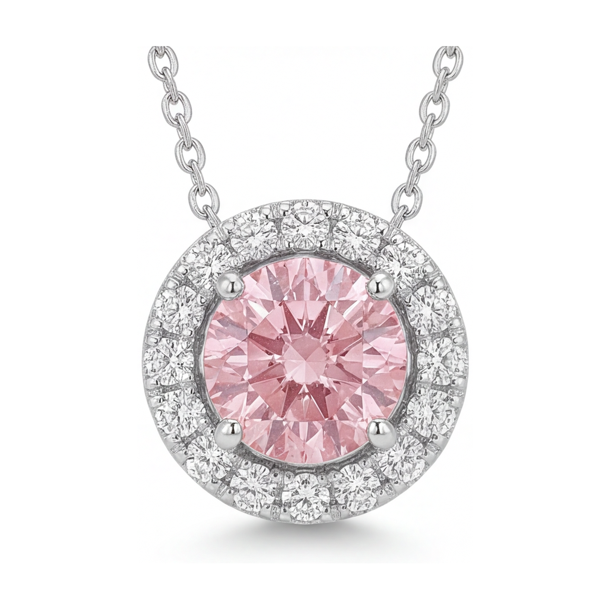 Pink Diamond Necklace 3 Carat Round