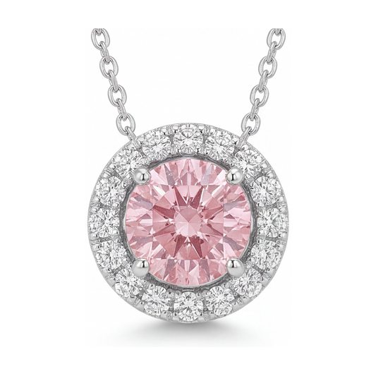 Pink Diamond Necklace 3 Carat Round