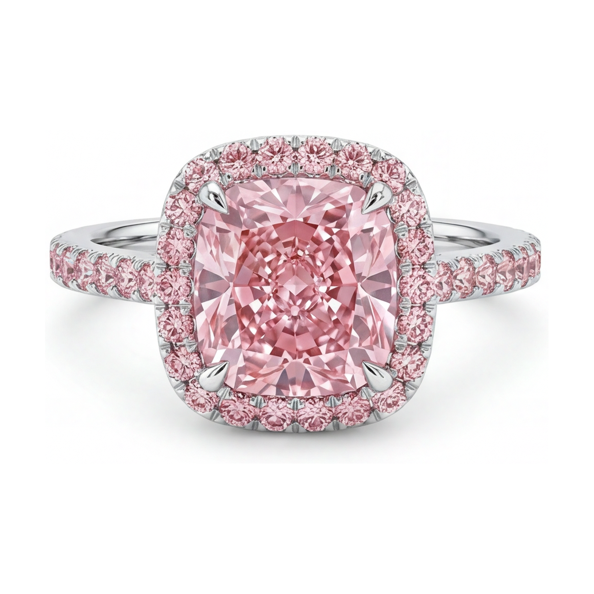 Pink Diamond Ring 3.2 Carat Cushion