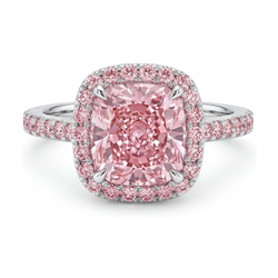 Pink Diamond Ring 3.2 Carat Cushion