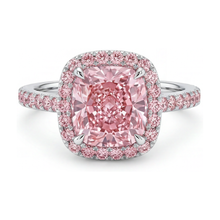 Pink Diamond Ring 3.2 Carat Cushion