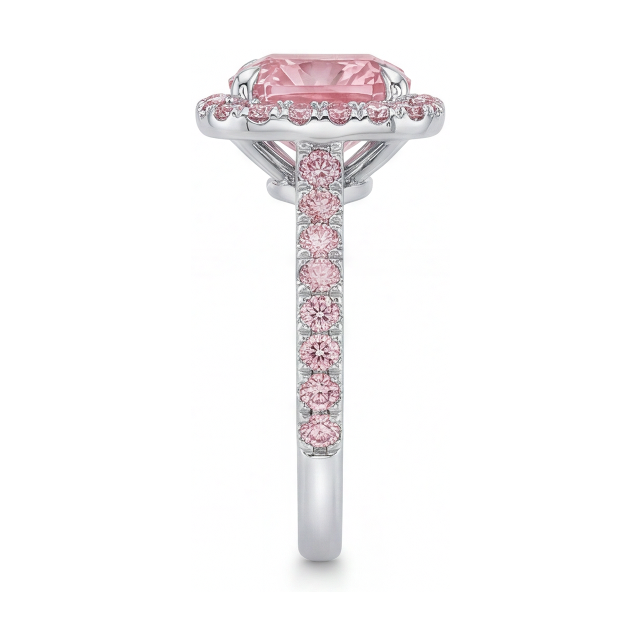 Pink Diamond Ring 3.2 Carat Cushion