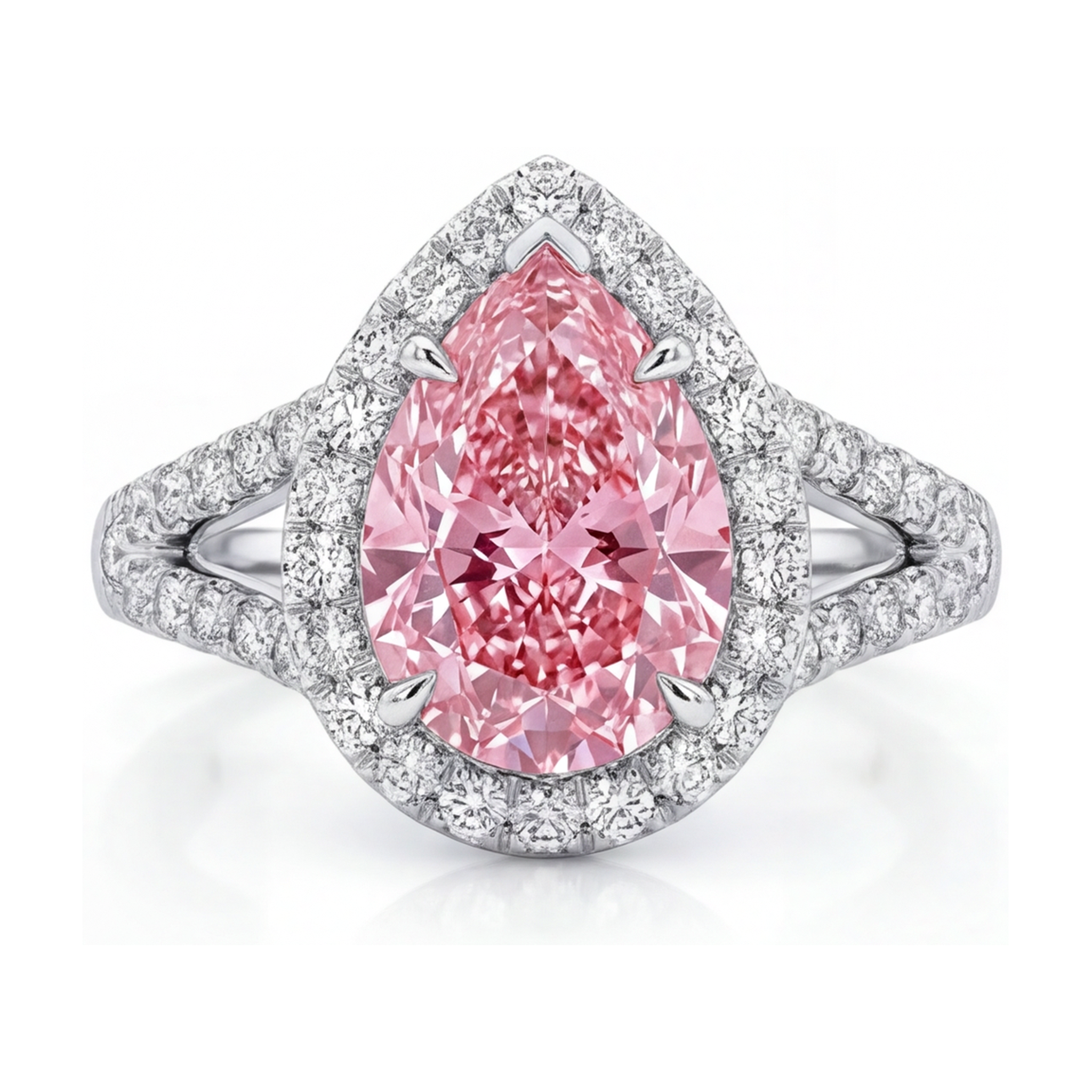Pink Diamond Ring 3.2 Carat Pear